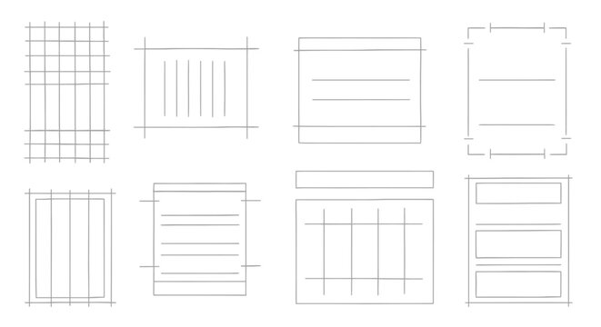 Grid Layouts Collection: Wireframe UI Design Elements for Web and App Development