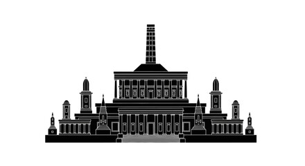 Obraz premium Silhouette of the Russian State Library in Moscow ? Iconic Landmark