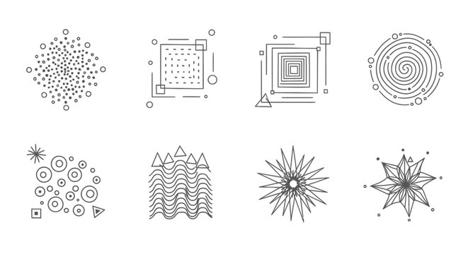 Abstract Hand Drawn Geometric Shapes and Patterns Set