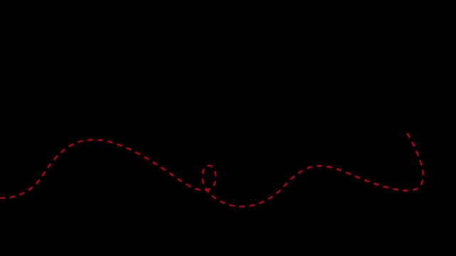 Animated red dashed line motion path overlay abstract animated line red line