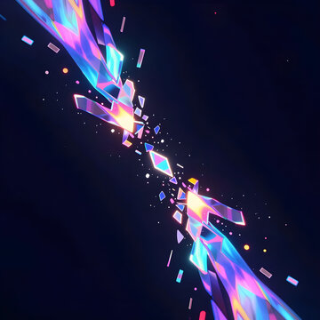 A diagonally oriented pathway formed by fragmented shards, emphasizing direction through strategic placement in negative space.