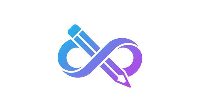 Infinity Pencil Logo Illustration Representing Creative Continuity and Endless Ideas