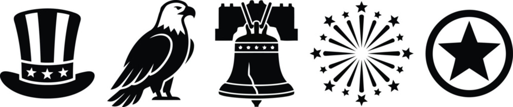 American patriotic icons set