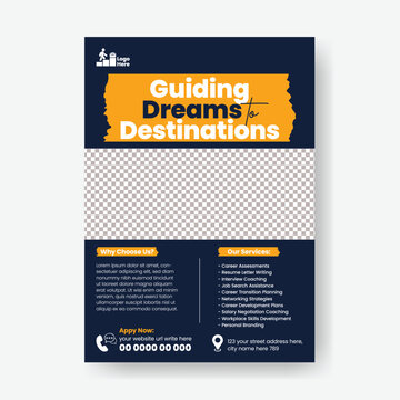 Corporate job fair flyer poster template for recruitment expo career counseling services hiring announcement vacancy marketing brochure cover editable print modern branding minimal design