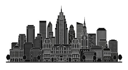 Fototapeta premium Philadelphia City Skyline Silhouette Illustration ? Urban Architecture