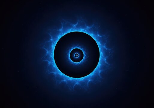 Abstract cosmic loop suggesting infinity and endless time, deep blue and black colors showing the timeless void of space. This represents forever, render, spiral, fractal