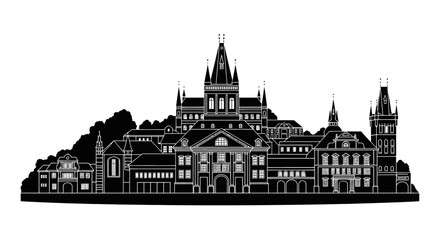 Obraz premium Prague Castle silhouette icon ? historic city landmark graphic