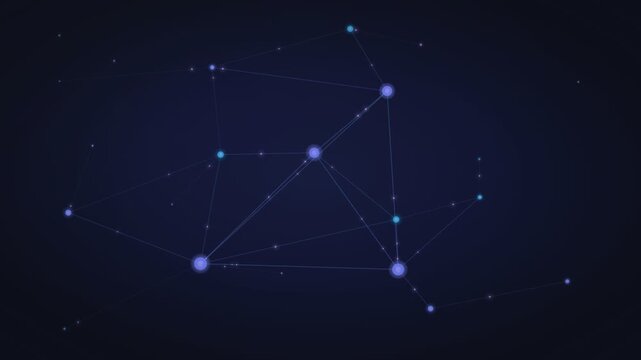 Dark Blue Glowing Connected Node Network Technology Background