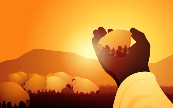 Biblical symbolic series inspired from Luke 15 1-7 scripture, Parable of the Lost Sheep
