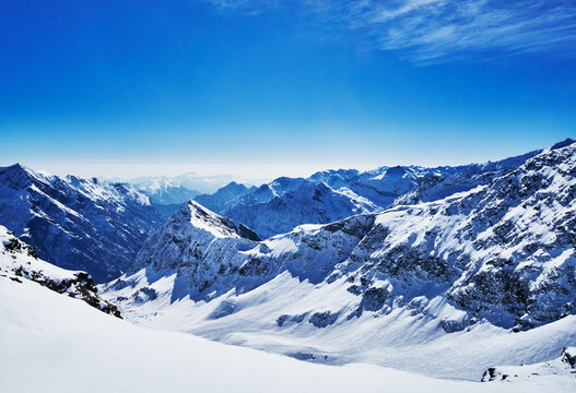 Mountains overlooking Alagna Valsesia valley of the Italian Alps beneah Monte Rosa, Italy, Europe 