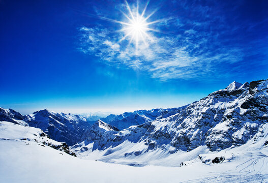 Mountains overlooking Alagna Valsesia valley of the Italian Alps beneah Monte Rosa, Italy, Europe 