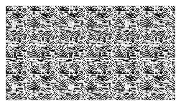 Tribal geometric pattern with hand drawn triangles and dots in ethnic folk style