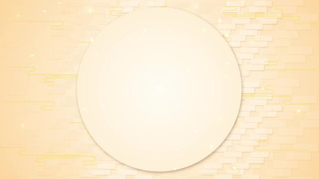 Cream abstract circle background soft beige bricks, golden line details, large round panel, warm minimal style. wedding videos, elegant invitations, corporate titles, beauty promos, ceremony screens,