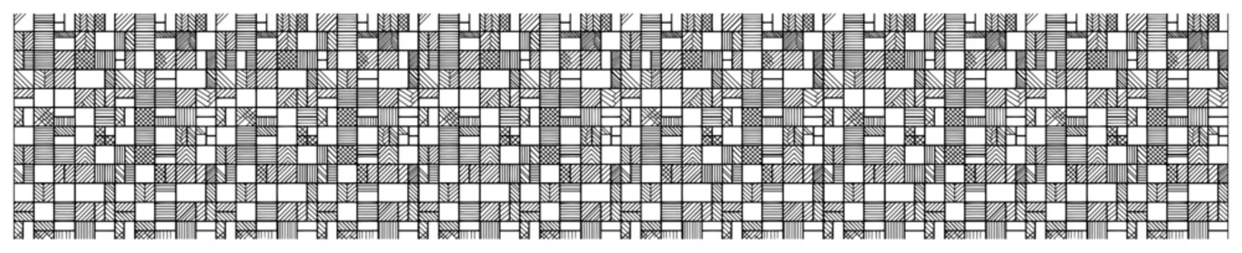 Geometric grid pattern strip with textured square and rectangular blocks