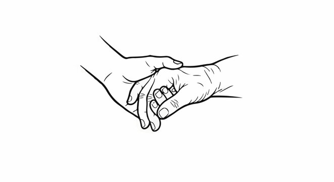 Two hands, one larger holding a smaller one, clasped together in support