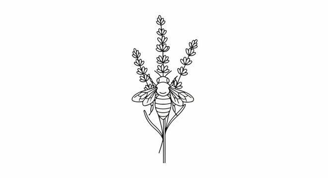 Whimsical bee and lavender illustration