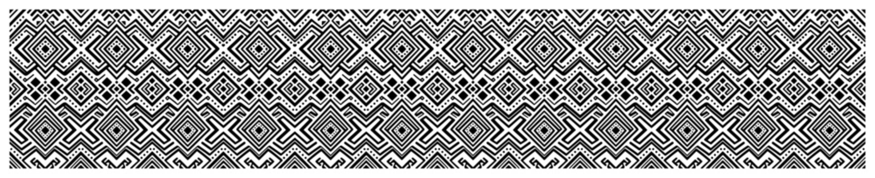 Geometric border with interlocking diamond shapes and thin diagonal lines in ethnic style