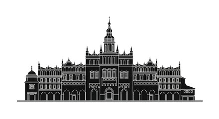 Obraz premium Sukiennice Cloth Hall silhouette in Krakow ? historic landmark icon