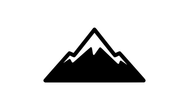 Simple mountain peak silhouette with snow cap, minimalist nature icon vector