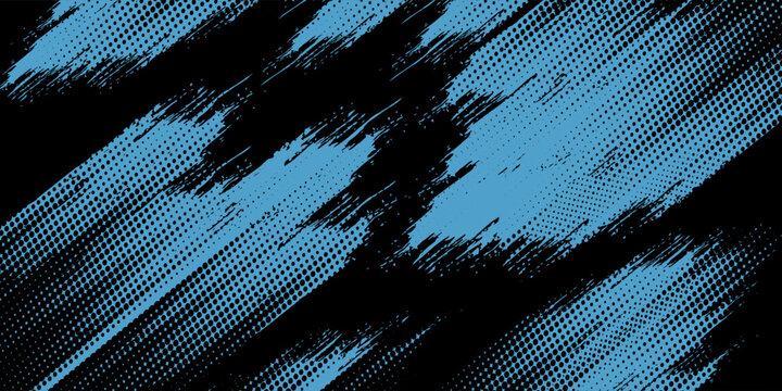 Abstract Blue haltone Texture In Black Background, Good To Use For Banne vector