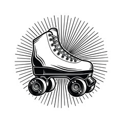Vintage roller skate illustration with radiating lines © MSTSALEHA