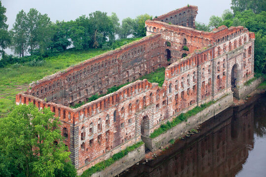 Aerial view of castle in Masovian Voivodeship, Modlin, Poland