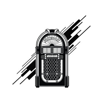 Vintage jukebox with rocket speed lines illustration