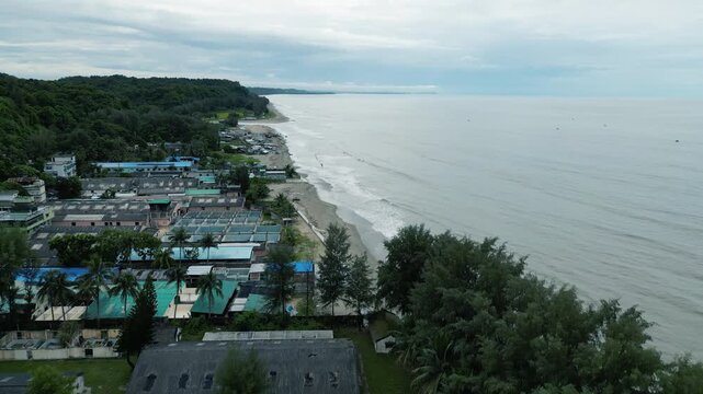 Aerial Drone View of Cox&rsquo;s Bazar Sea Beach, Bangladesh