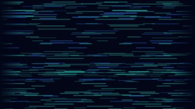 Digital Data Stream Moving Fast Abstract Background Blue Green Neon Lines