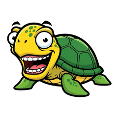 Obraz premium Funny Cartoon Turtle Character with Big Smile