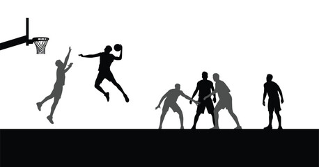 Basketball playing silhouette vector illustration © Tamim 99Graphics