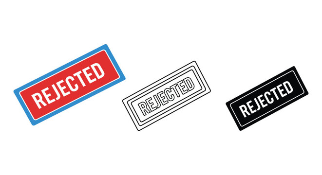 Rejected stamp design set in rectangle frame with three variations
