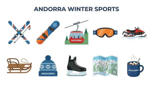 Andorra Winter Sports Icons Collection.