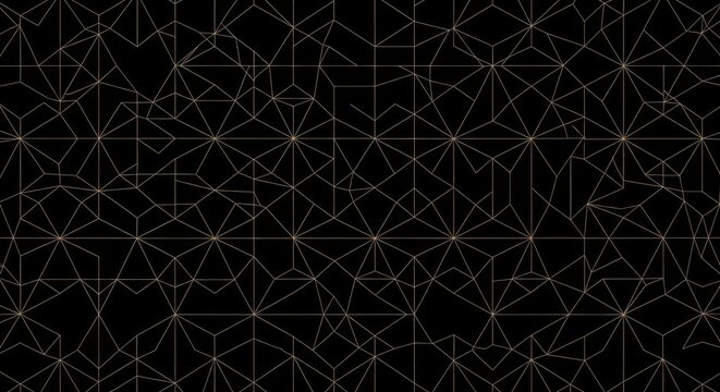 Intricate golden geometric patterns on black background