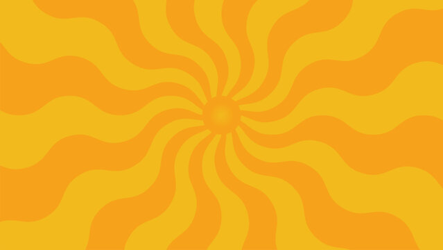 Abstract sunburst background with wavy yellow and orange rays