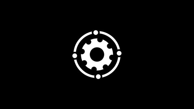 Gear settings icon with round dot for technology