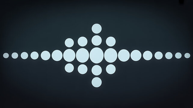 White dots loading animation on dark background. Animated loader for UI, cartoons, tv channels.