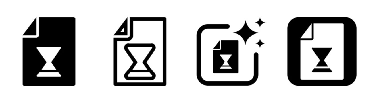 Minimal black waiting interface icon symbolizing loading pending actions and time delay for apps and software UI