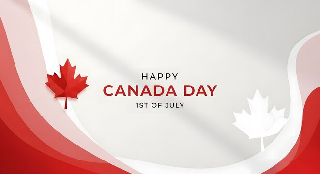 Happy canada day celebration a festive greeting with maple leaf and national flag