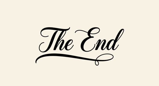 Classic "The End" text in elegant script typography, signifying a conclusion on a bright studio background.