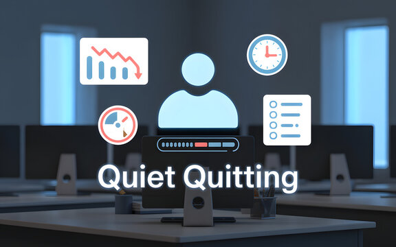 Quiet Quitting Concept: A conceptual depiction of Quiet Quitting illustrates the trend of decreased work effort in the modern workplace.
