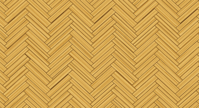 Seamless light brown wood parquet texture in a classic herringbone pattern for flooring and interior design.