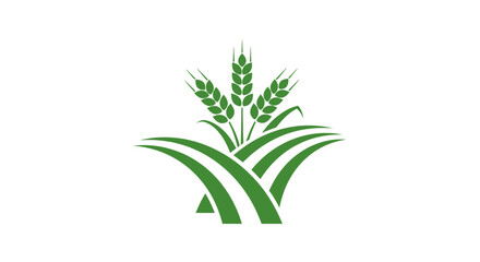Fototapeta premium Green Wheat Stalks Icon - Agriculture and Harvest Symbol