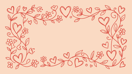 Hand-drawn floral heart frame vector. Ideal for romantic greeting cards, wedding invitations, and Valentine's Day messages reflecting love and affection © Sahabat