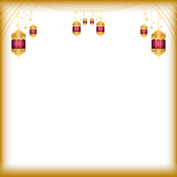 Ramadan kareem decoration with golden islamic lamp ornment