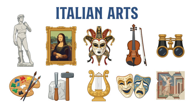 Collection of Italian Arts and Cultural Symbols.
