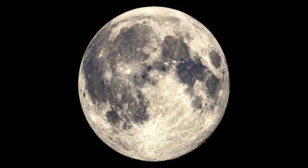 Fototapeta premium full moon at night with clear lunar craters and surface details