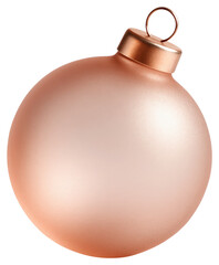 Fototapeta premium Single matte rose gold bauble ornament with a metallic cap on a white background