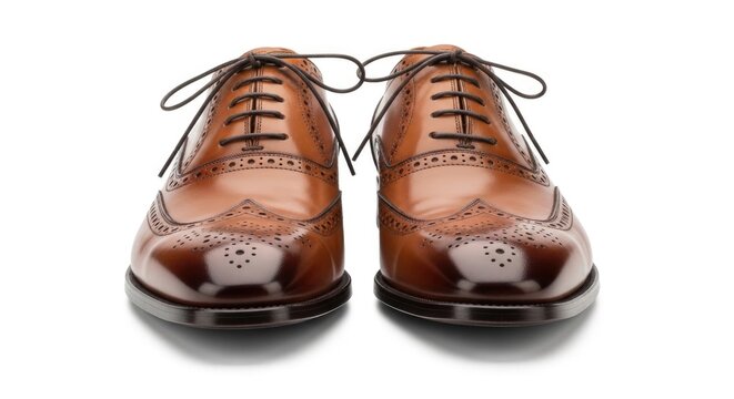Brown leather dress shoes for men.