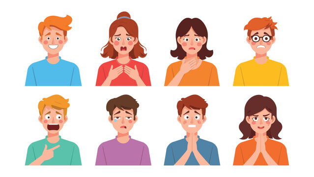 Facial Expressions: A collection of illustrations showcasing diverse facial expressions that capture various emotional states.
